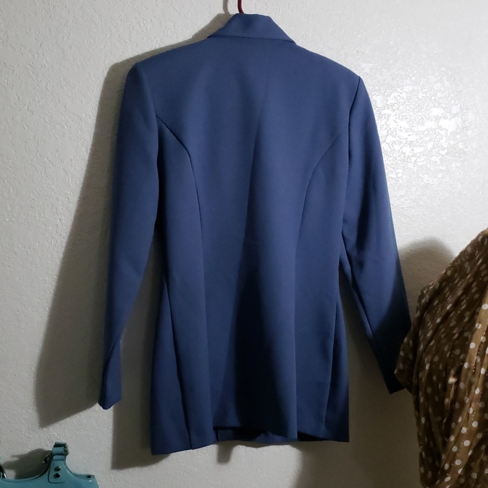 XOXO Size 11 blue slate blazer w/two pink buttons - Picture 4 of 4